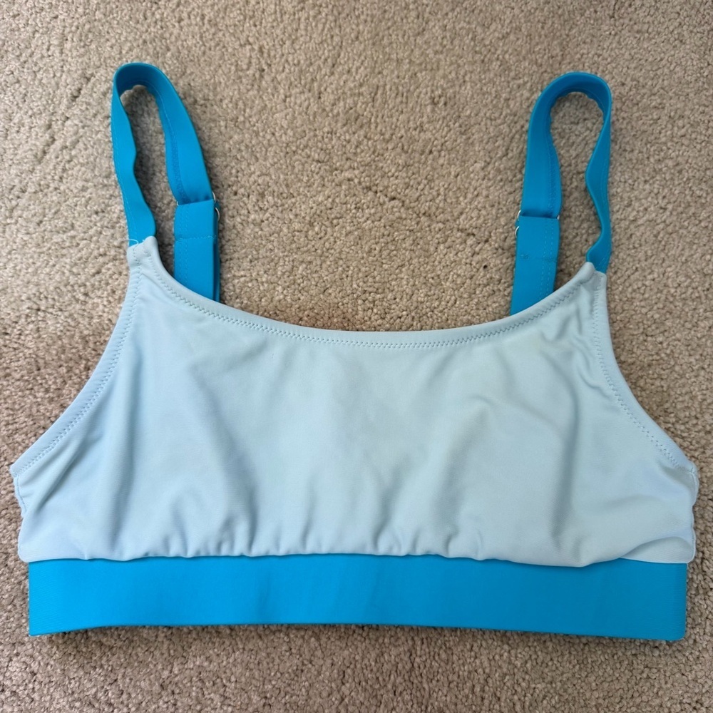 Swimwear Bikini Bra Light Blue Teal Bralette Adjustable Wide Straps Pull On M
